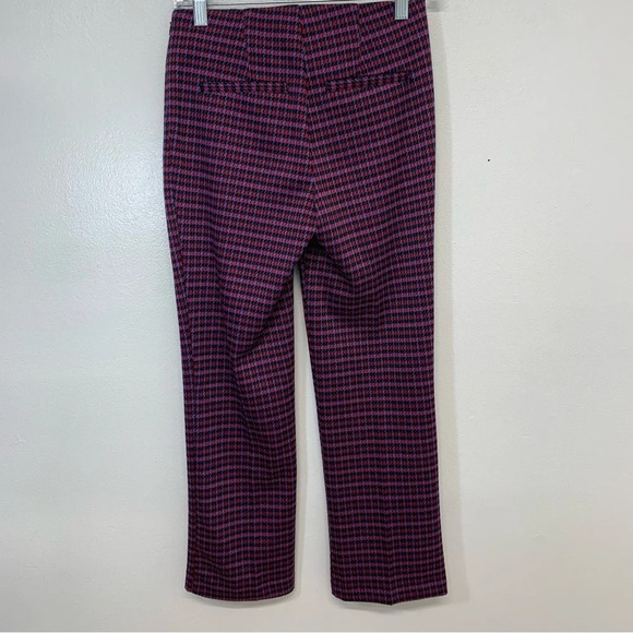 ECRU Plaid Pants Woman XS Purple Houndstooth Pockets Crop Preppy Casual NEW - Picture 5 of 12